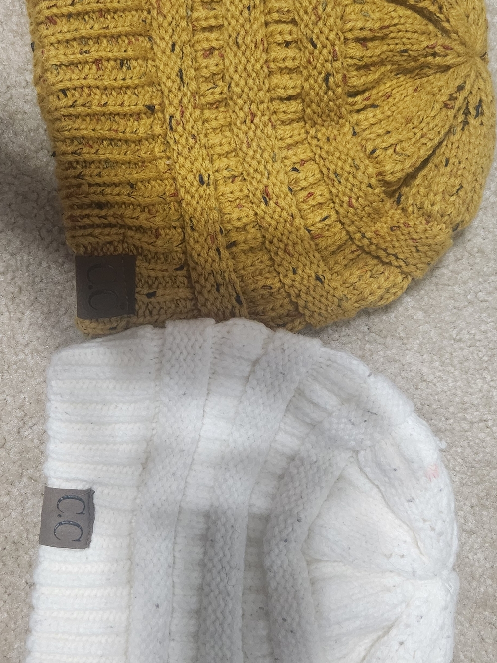 C.C Cable Knit Beanie Set - Mustard and White